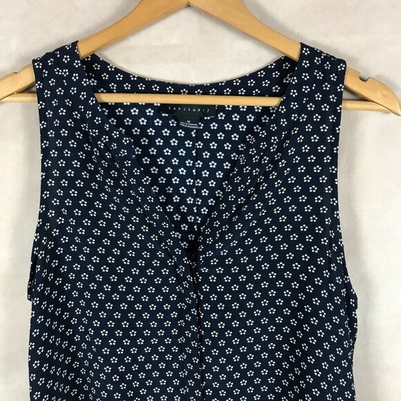 SANCTUARY Navy Daisy Dot Sleeveless Top MEDIUM - Picture 6 of 7